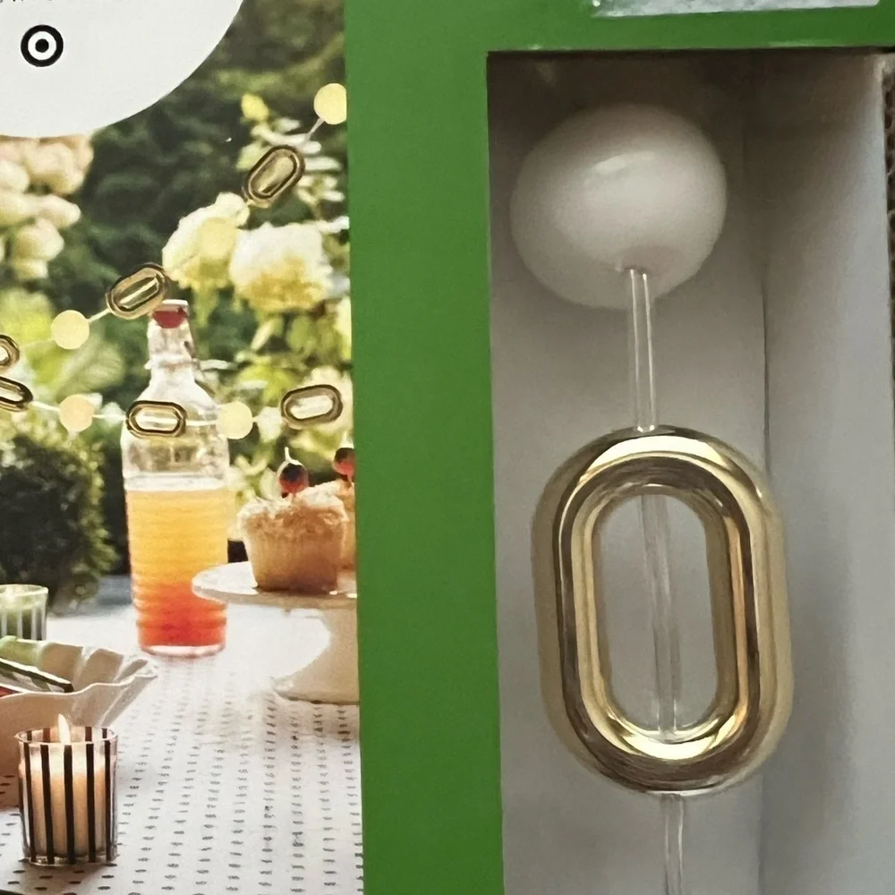 Kate Spade x Target Summer Patio Gold Link White Ball String Lights::NIB::